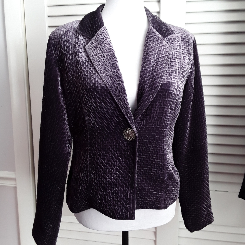 Chico's Sz 0 Purple Velvet Jacket Blazer NWOT